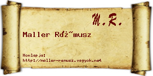 Maller Rémusz névjegykártya